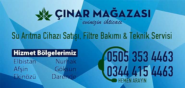 elbistan, afşin, ekinözü, nurhak, göksun, darende su arıtma
